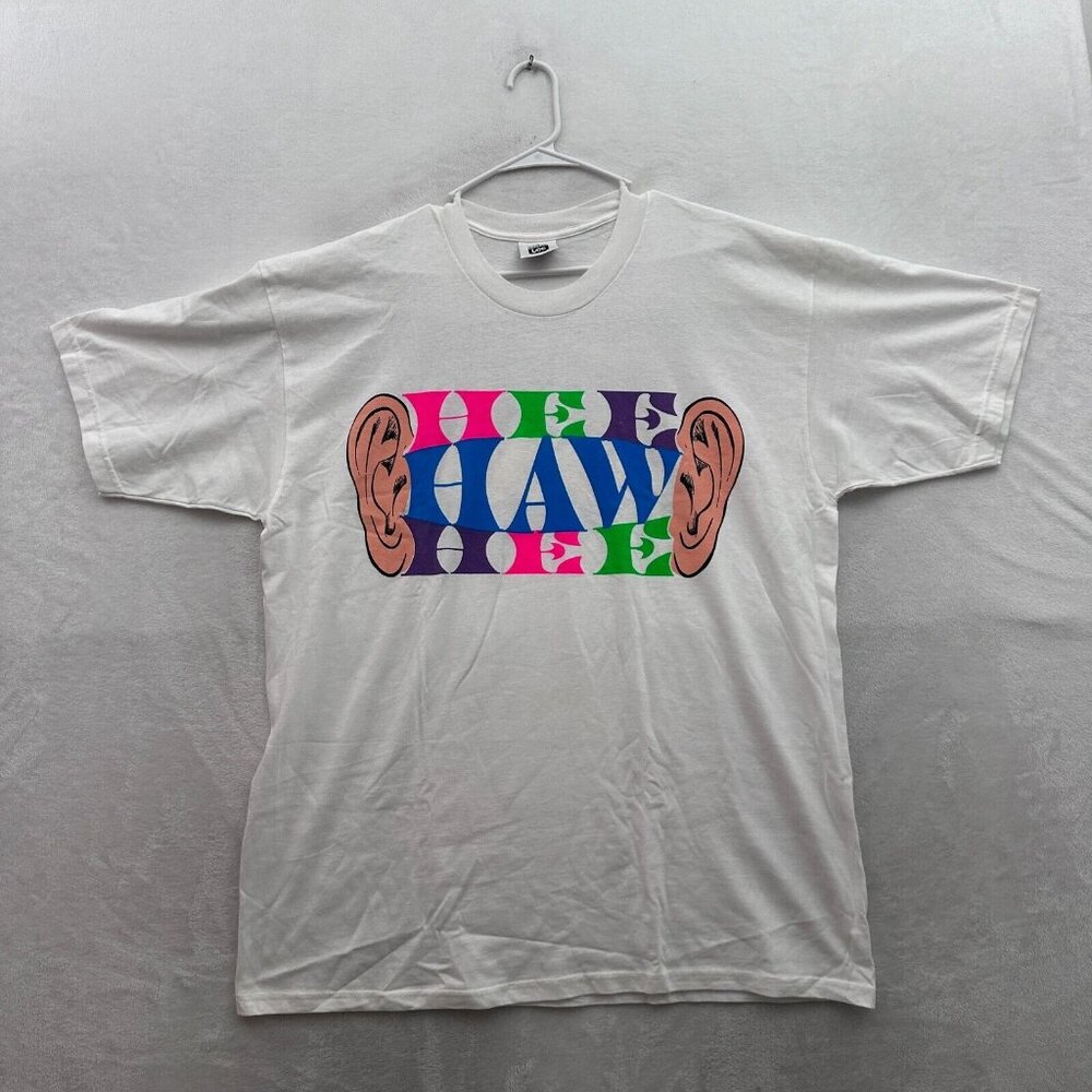 Vintage Lee T Shirt Mens XL White 610 WIOD News Talk Raido Promo 90s Retro - Picture 1 of 7